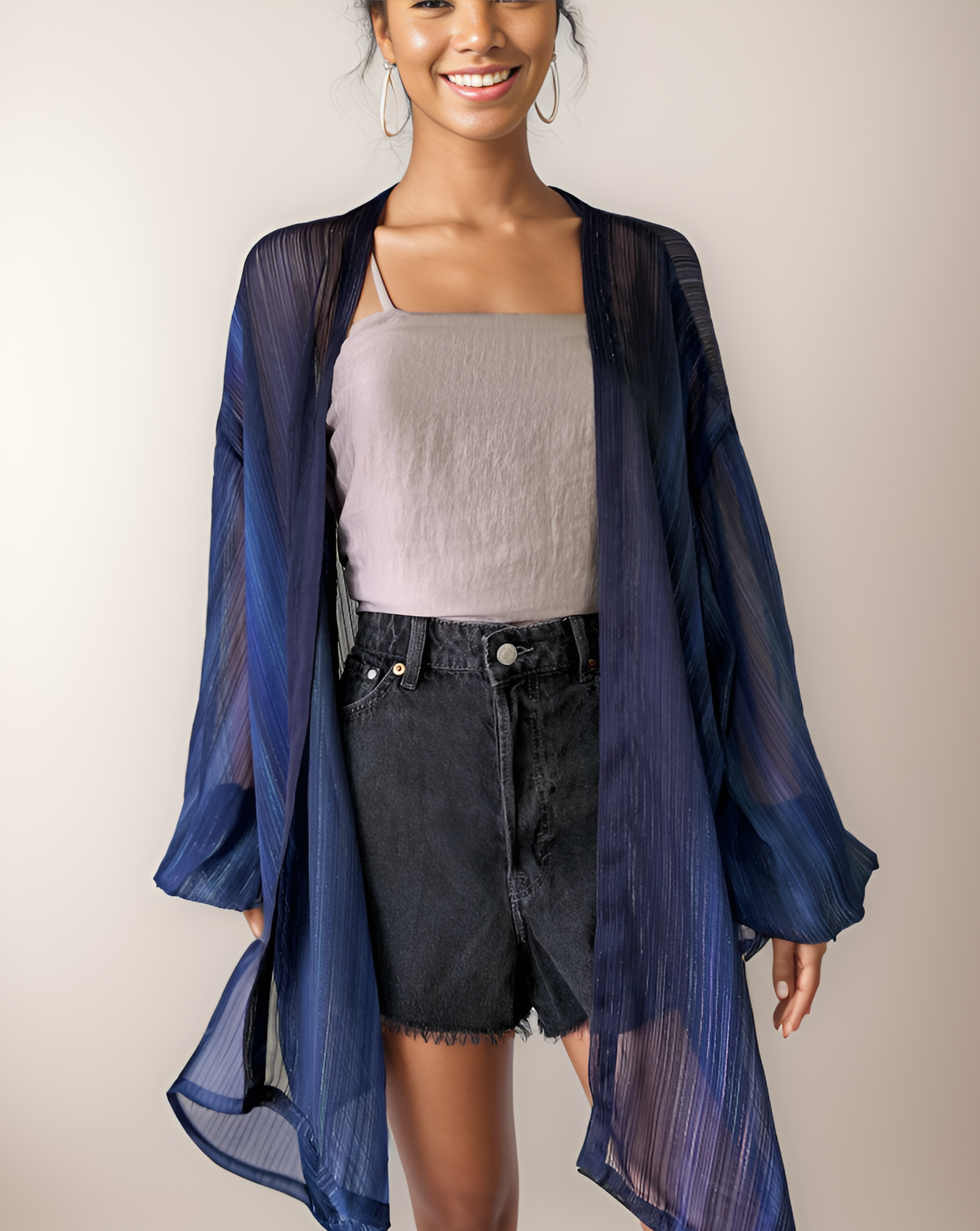Sheer top navy cardigan